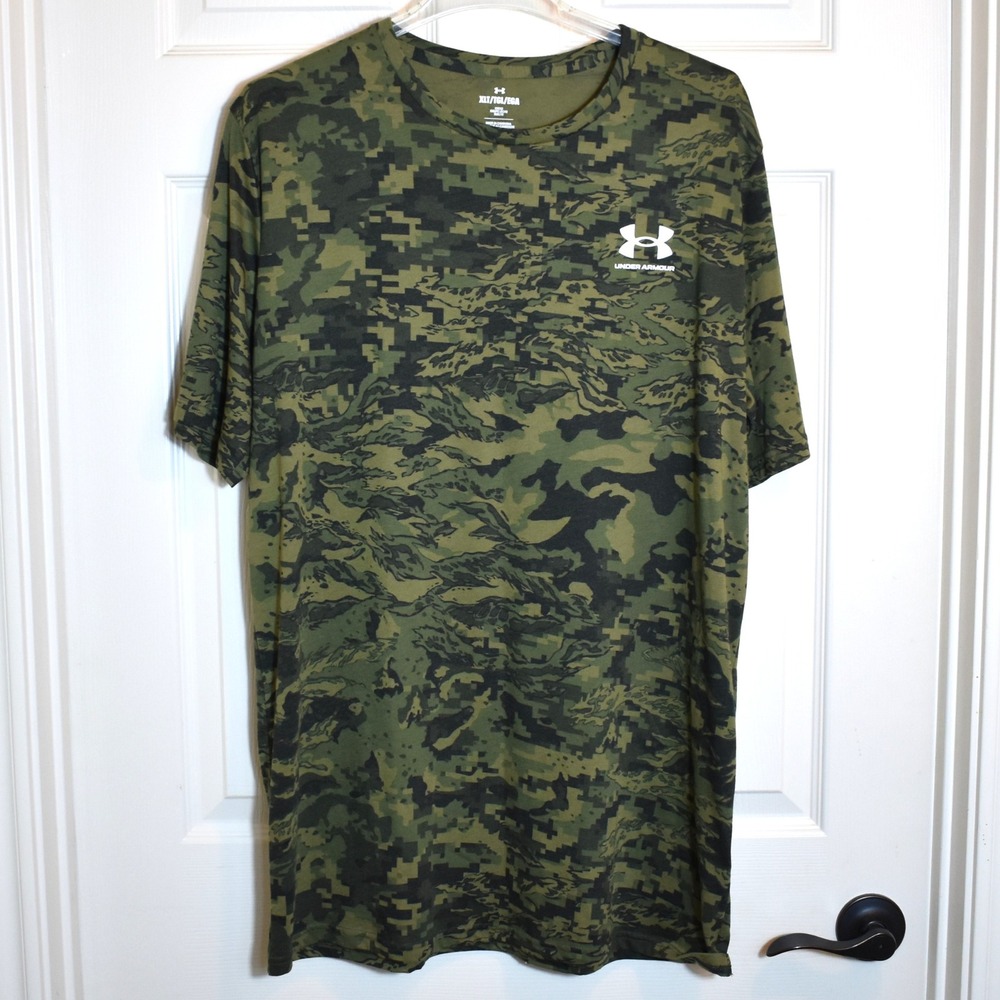 Under Armour Camo SS T-Shirt Mens XLT Big Tall Army Green Loose NWT 1357727-001
